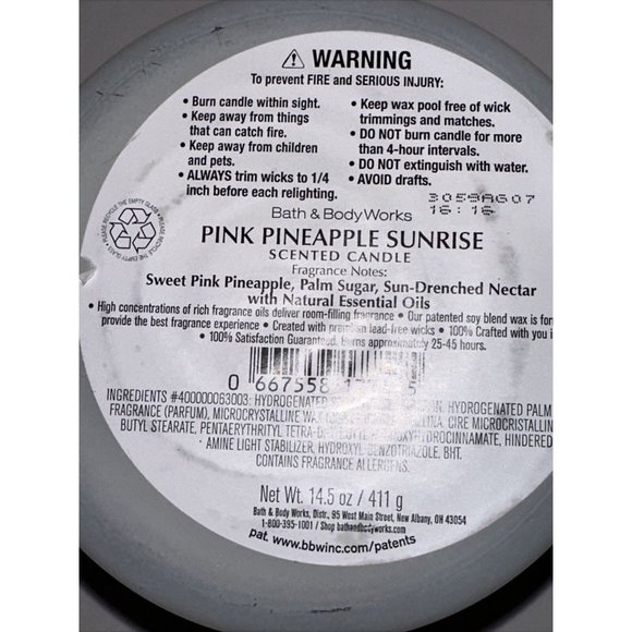PINK PINEAPPLE SUNRISE Large 3 Wick Candle 14.5 oz Bath & Body Works 2023 Lot 2 - Picture 15 of 16